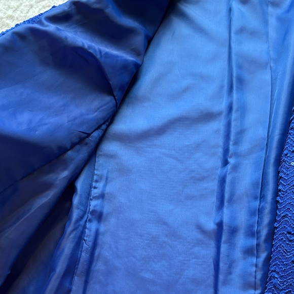 Alfred Dunner Royal Blue Textured Sequin Open-Front Blazer - Picture 6 of 10